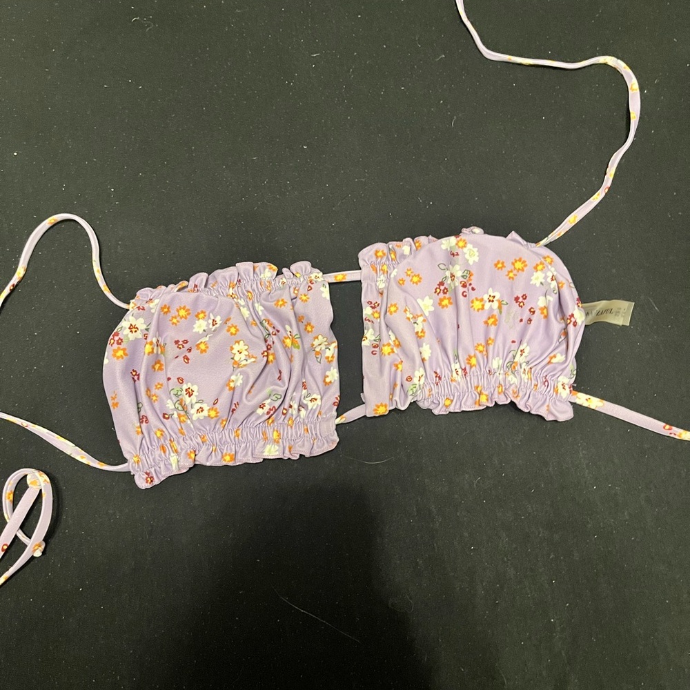 Zaful Lavender Floral Bikini Top